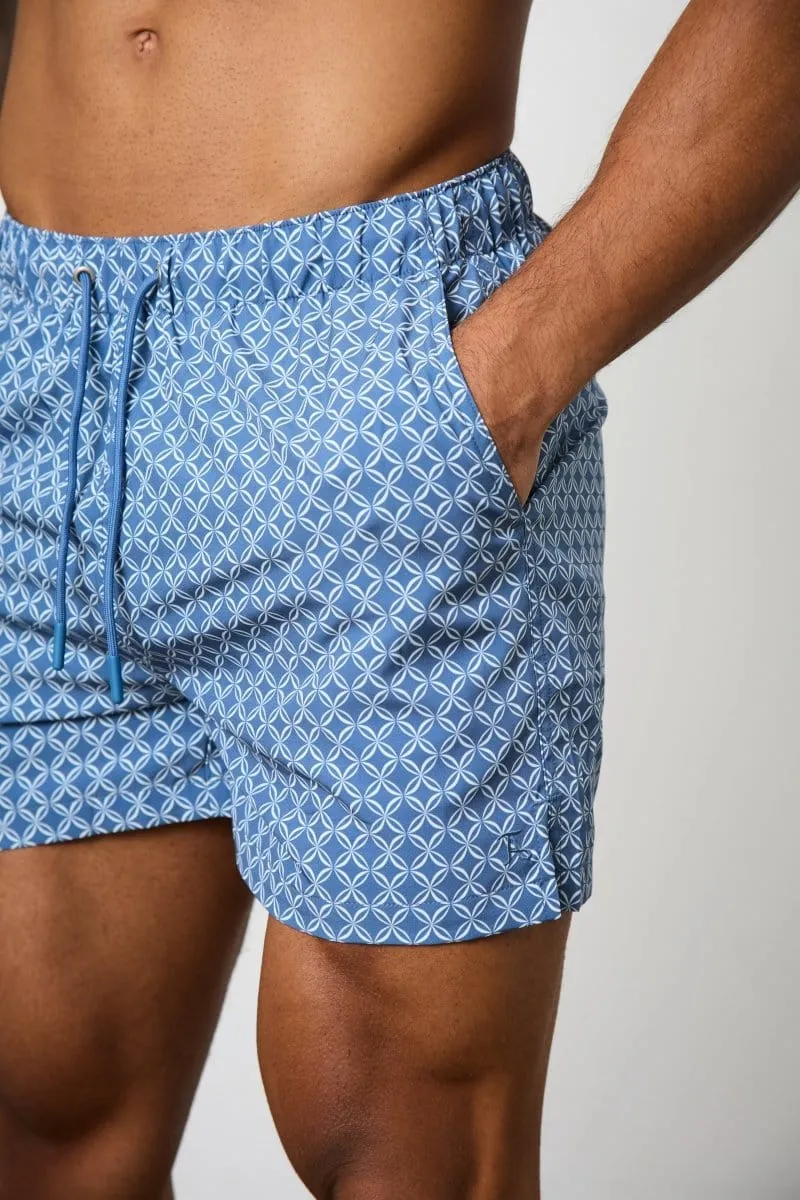 Printed Swim Short in Circle Geo