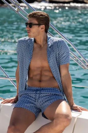 Printed Swim Short in Circle Geo