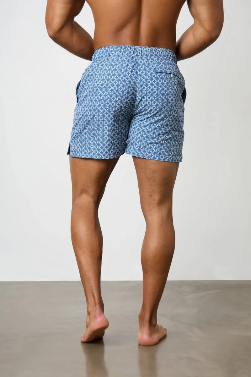 Printed Swim Short in Circle Geo