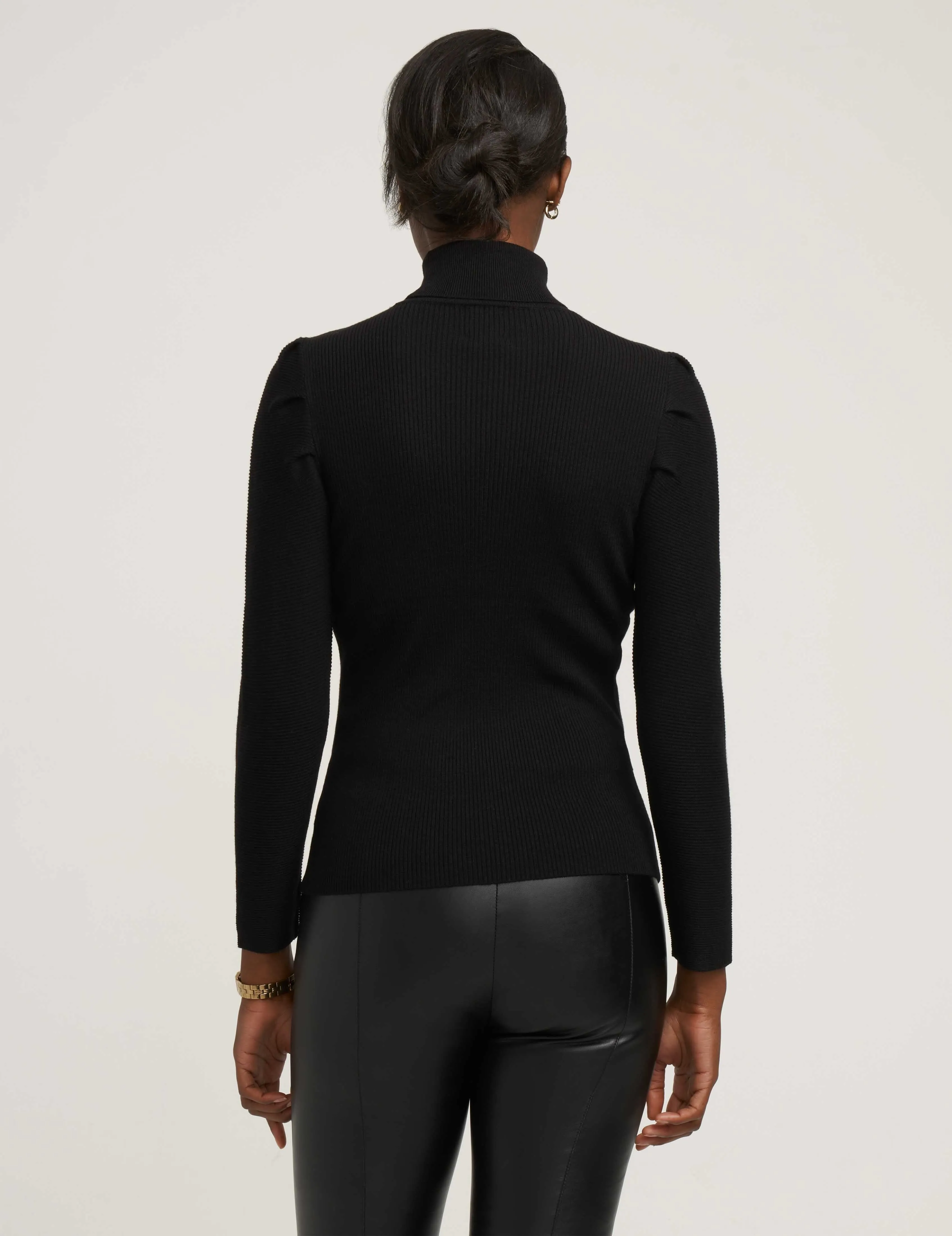 Ribbed Puff Shoulder Sweater- Sale