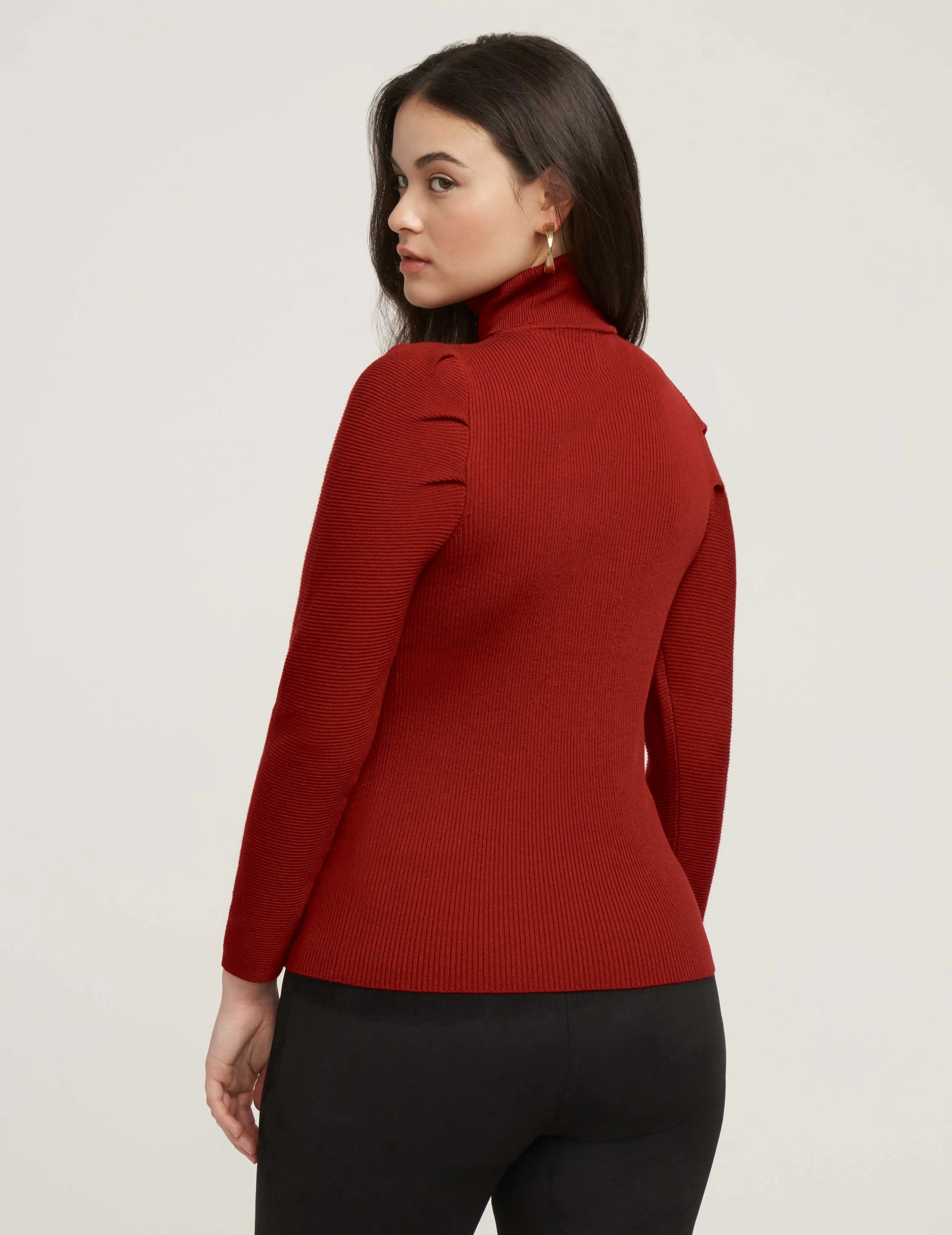 Ribbed Puff Shoulder Sweater- Sale