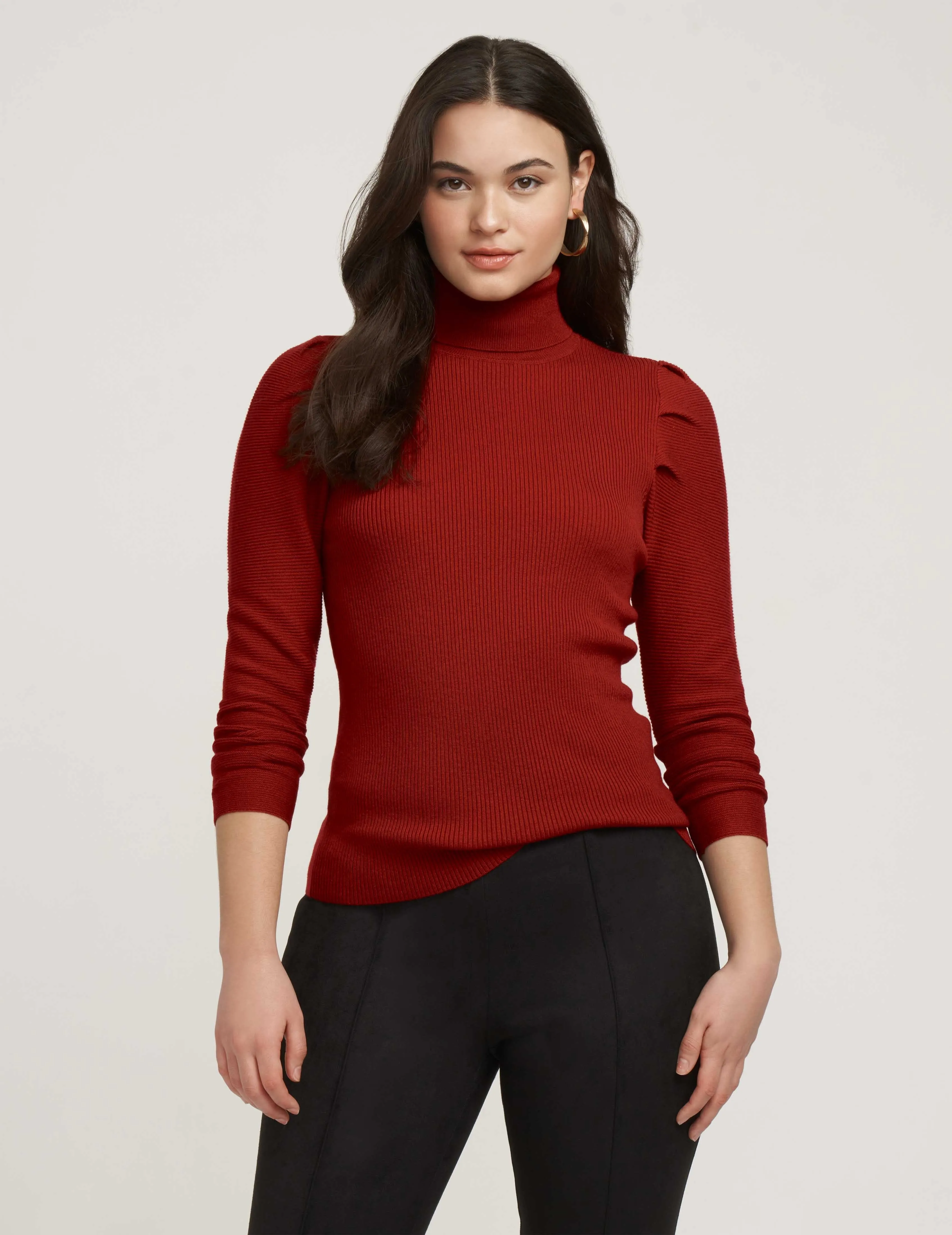 Ribbed Puff Shoulder Sweater- Sale