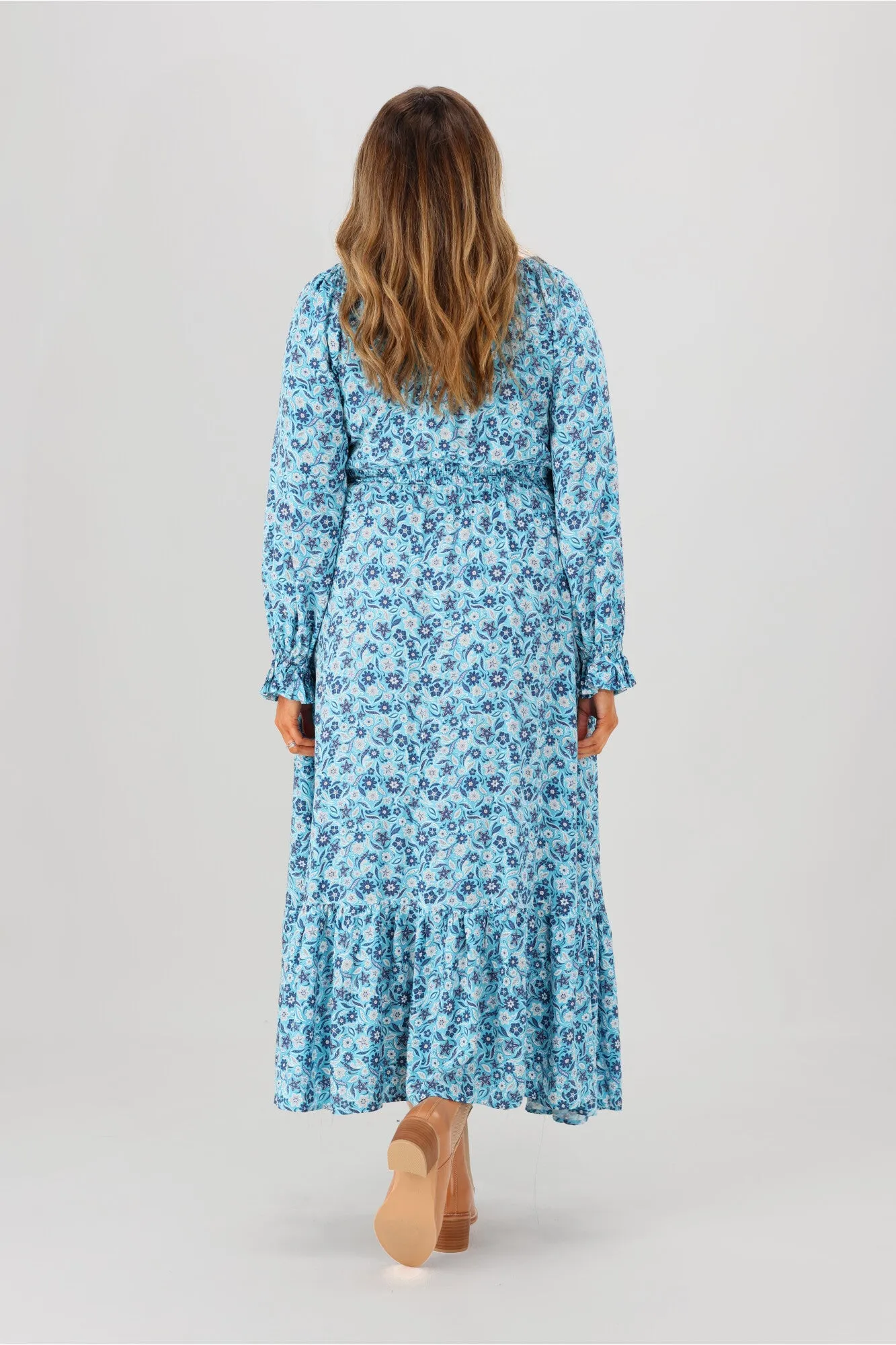 Salty Bright Meredith Maxi Dress Blue Print