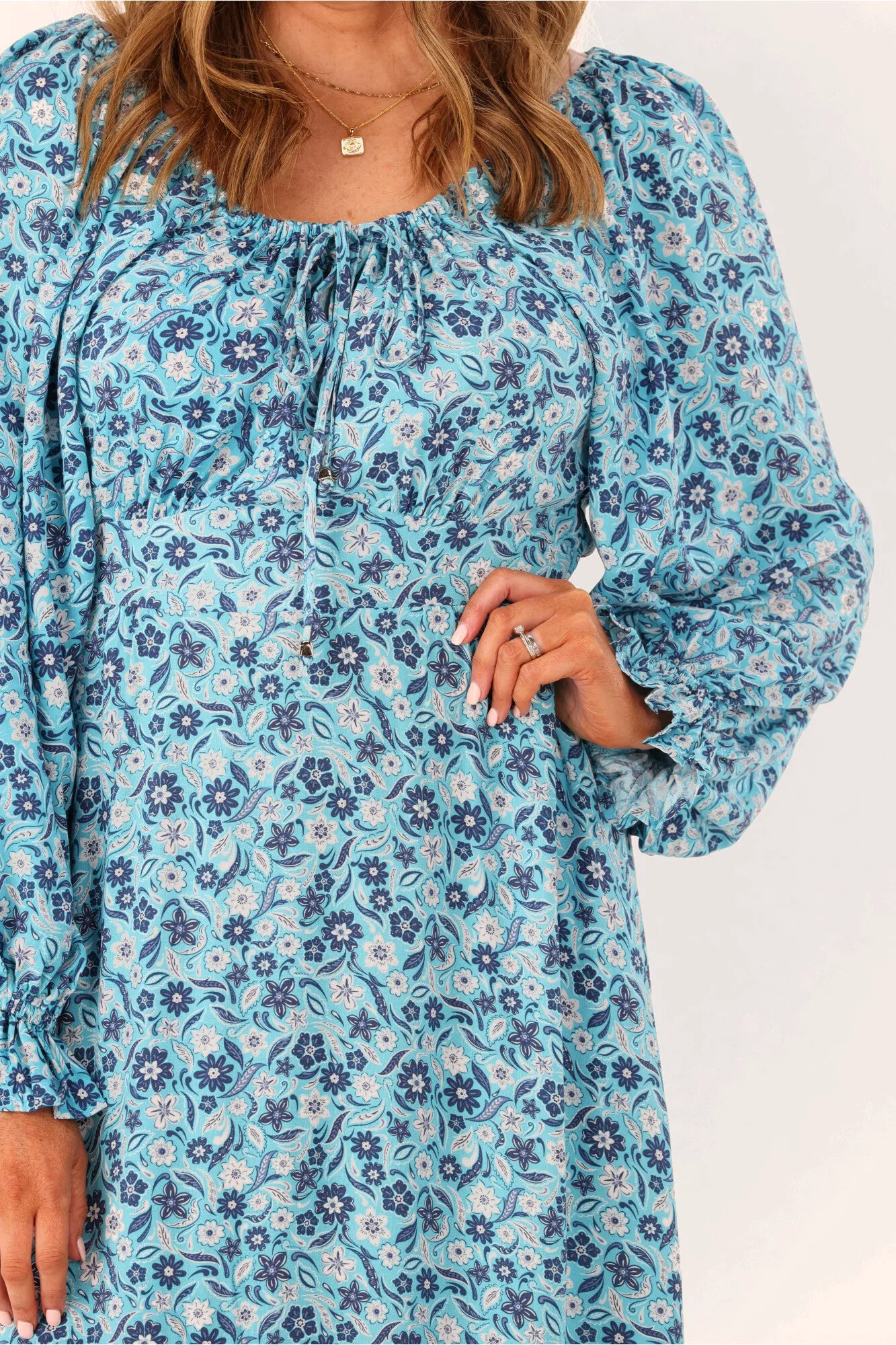 Salty Bright Meredith Maxi Dress Blue Print