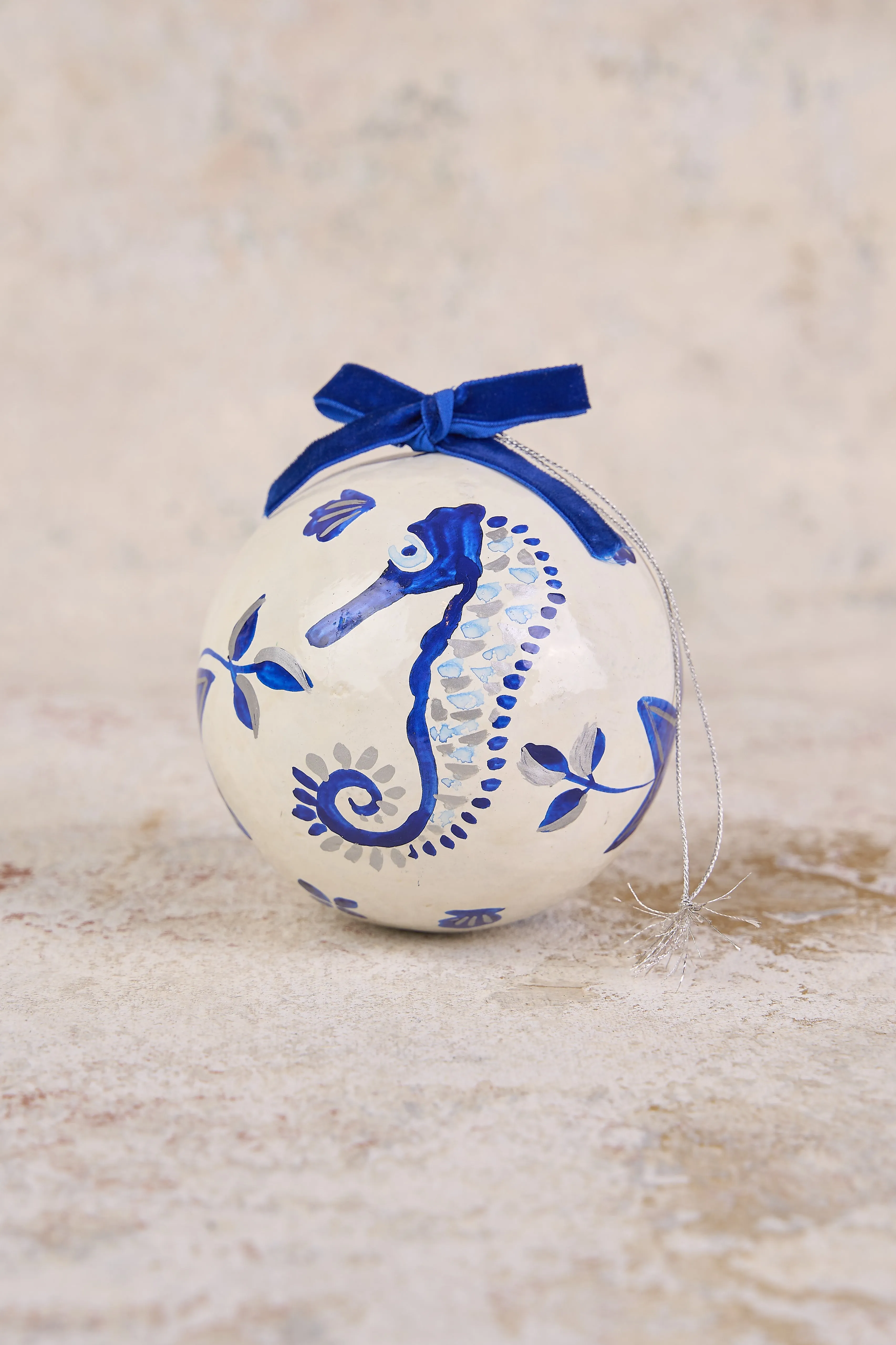 Seaside Toile Bauble 4