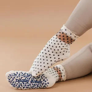 Sheer Polka Dot Crew - Crew Grip Sock (Barre / Pilates)