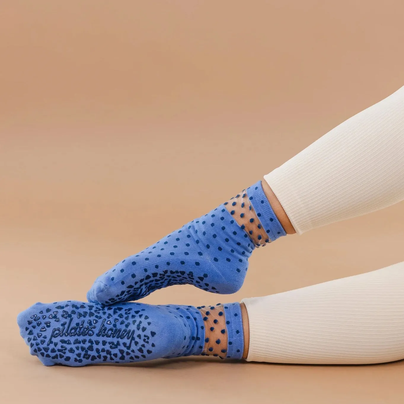 Sheer Polka Dot Crew - Crew Grip Sock (Barre / Pilates)