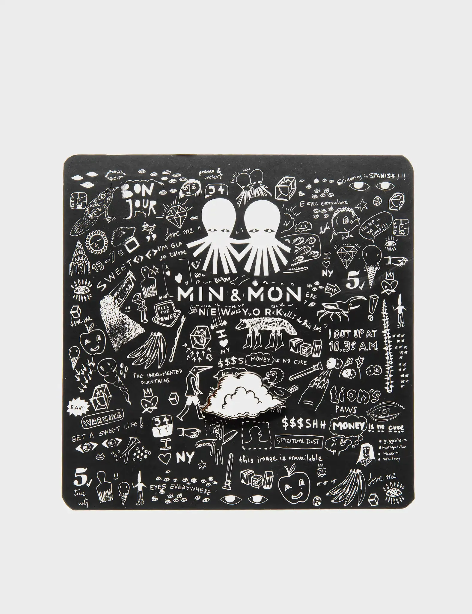 Silver and White Enamel Pin - Cloud