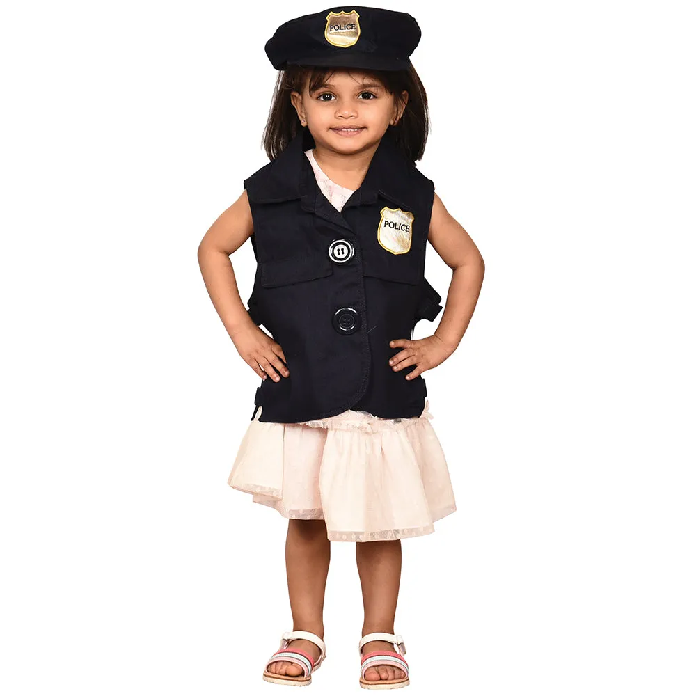 Toddler Police Officer Role-Play Vest & Hat | Easy Slip-On with Hook & Loop Closures