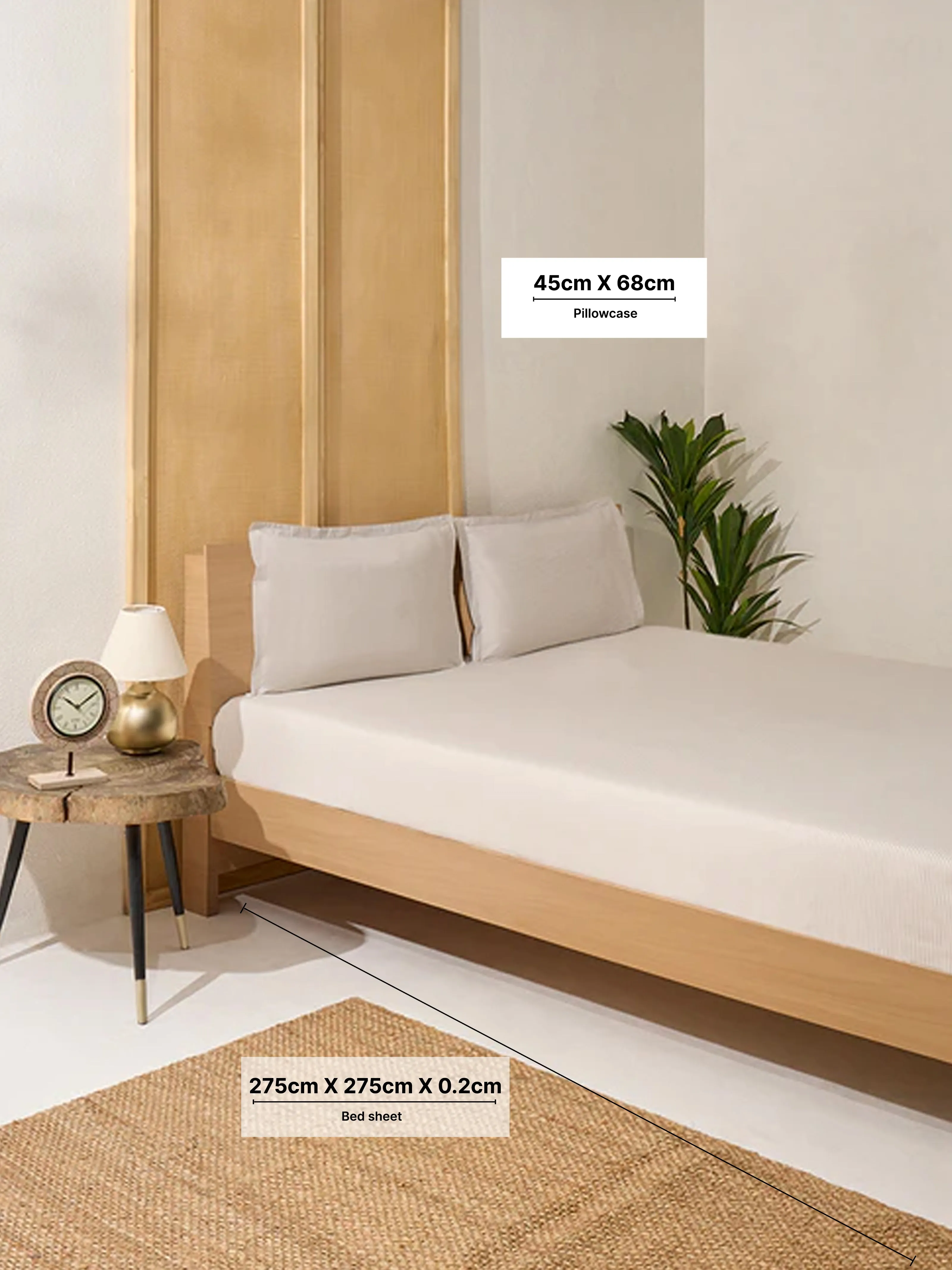Westside Home Beige Striped King Bed Flat Sheet and Pillowcase Set