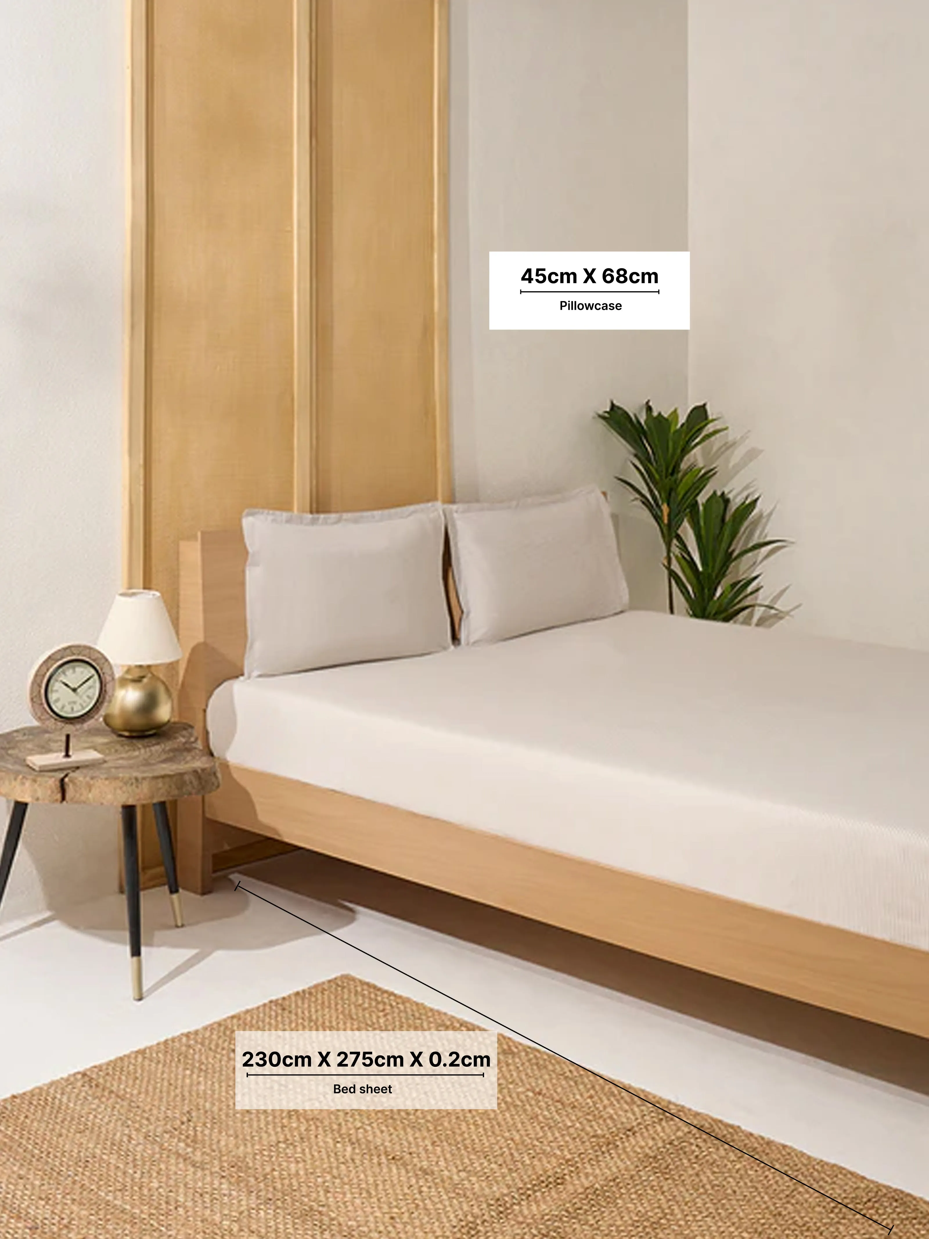Westside Home Beige Striped Queen Bed Flat Sheet and Pillowcase Set