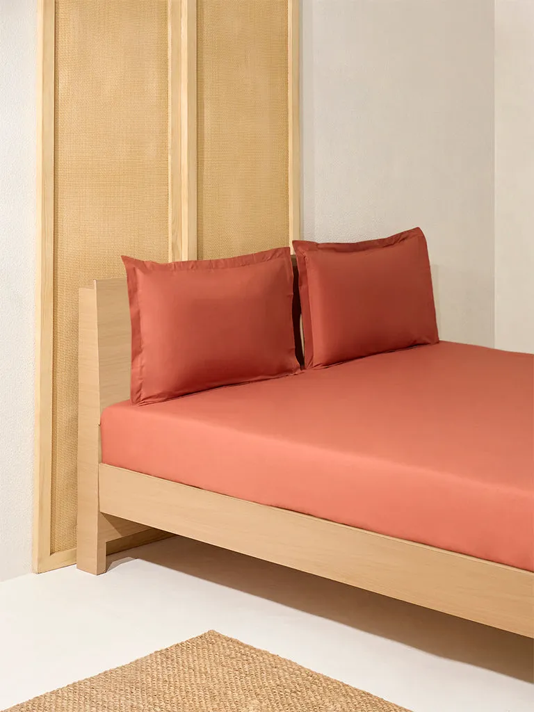 Westside Home Ochre Solid King Bed Fitted Sheet and Pillowcase Set