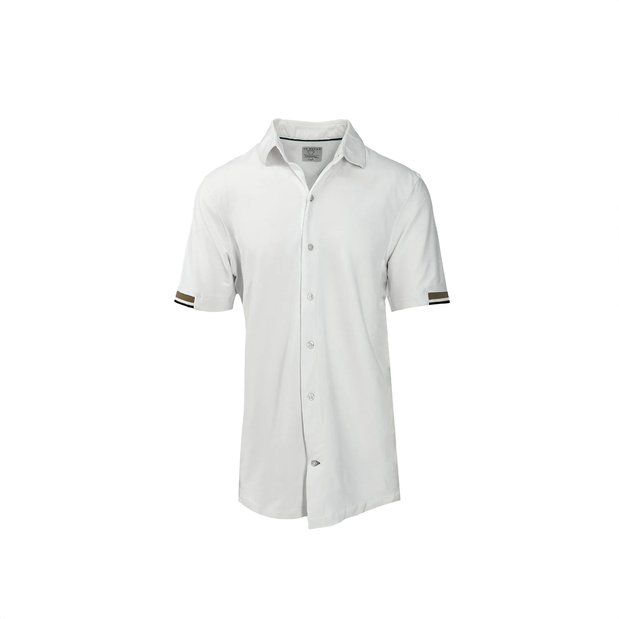 White Cool Knit Button-Front and Short Tennis Set