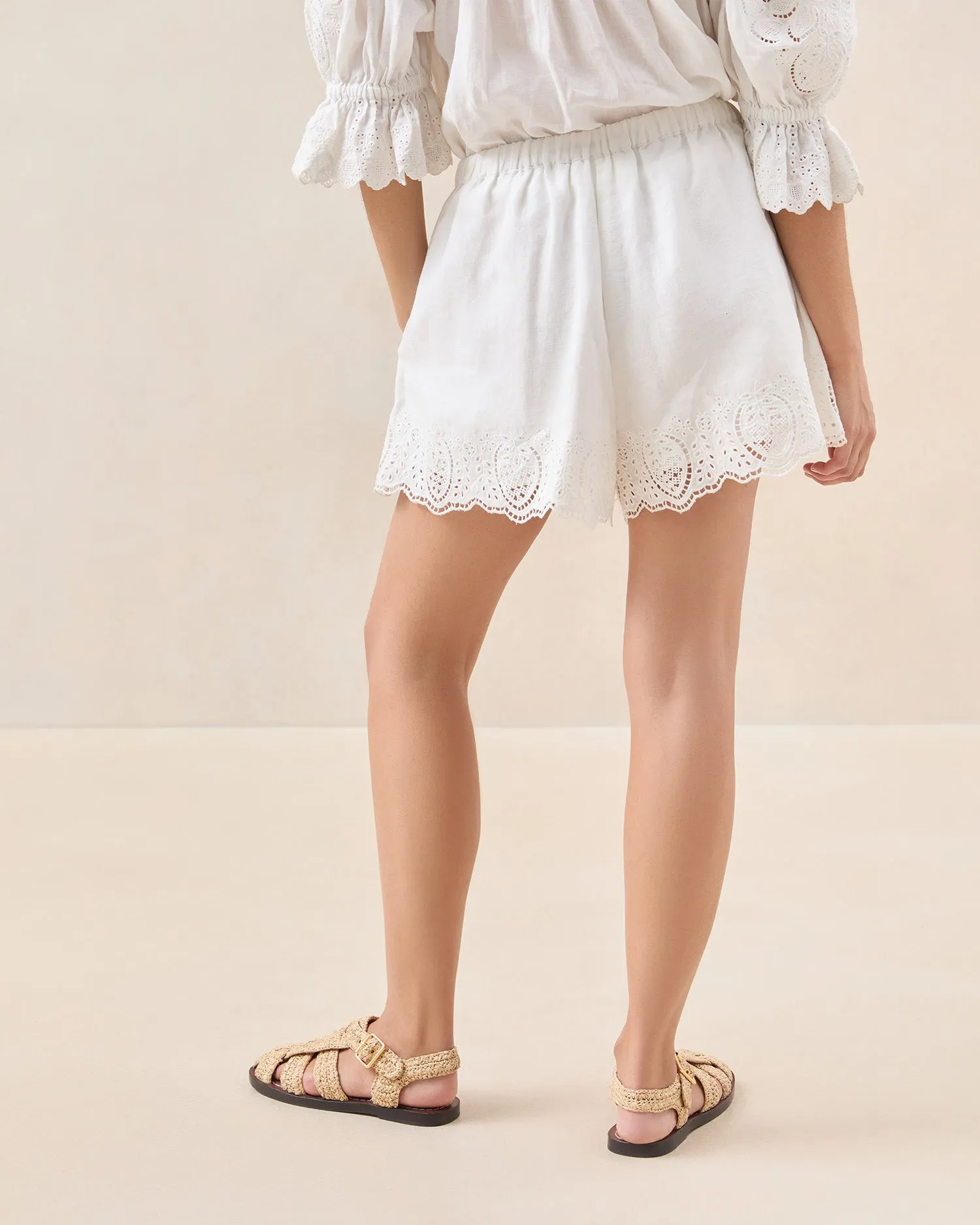 Winslow White Embroidered Short