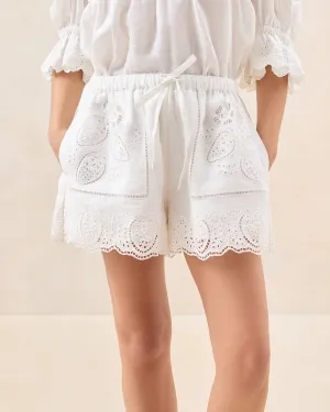 Winslow White Embroidered Short