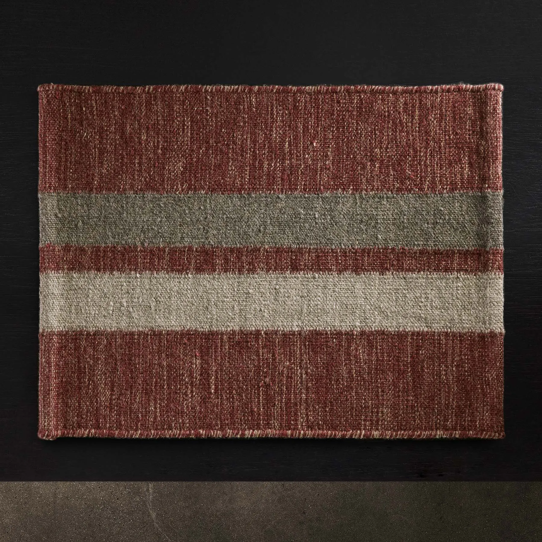 Wool Double Stripe Placemat - Wine/Flint/Oyster