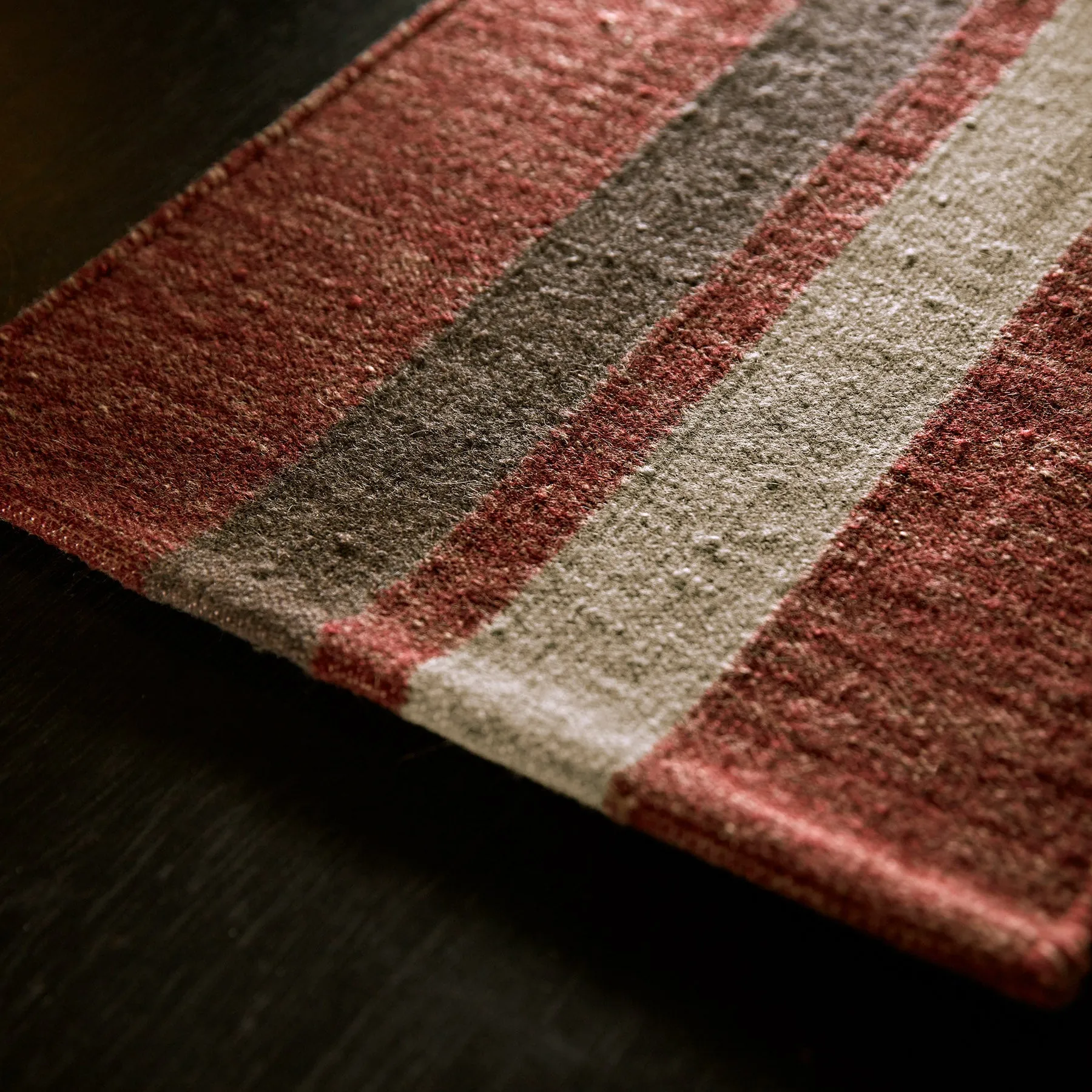 Wool Double Stripe Placemat - Wine/Flint/Oyster