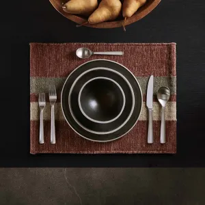 Wool Double Stripe Placemat - Wine/Flint/Oyster