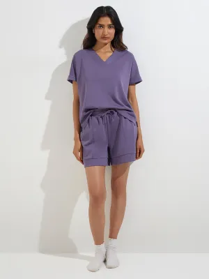 Wunderlove Lavender Solid High-Rise Shorts