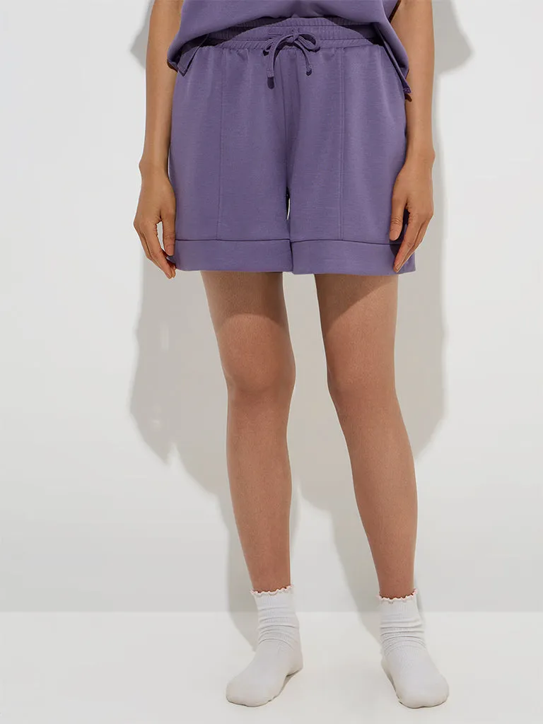 Wunderlove Lavender Solid High-Rise Shorts