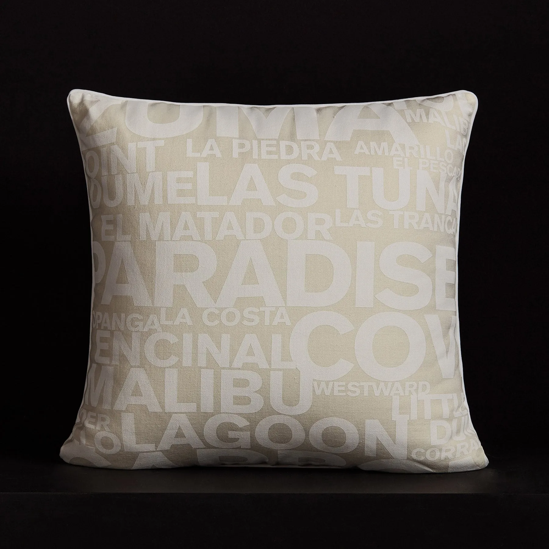 Zuma Beach Throw Pillow With Piping - Oyster